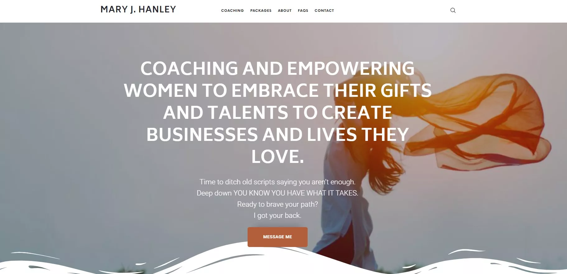 Screen shot of Mary's website