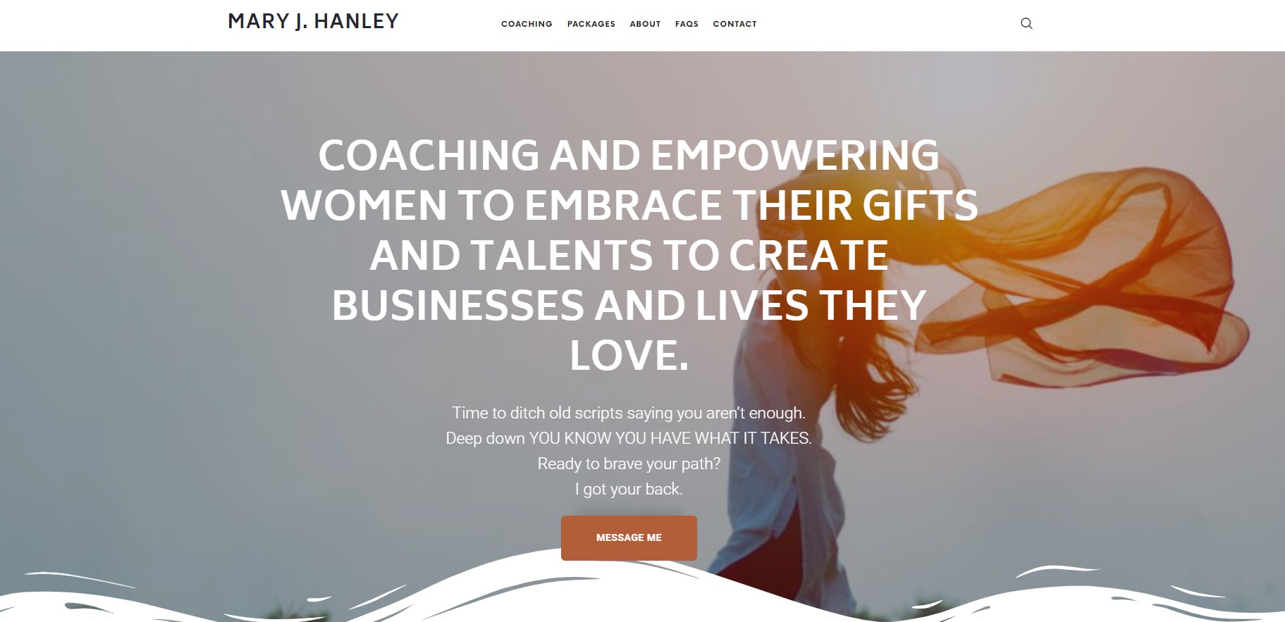Screen shot of Mary's website